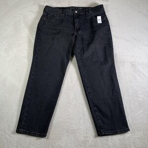 Old Navy O.G. Straight Jeans Womens 14 Petite Gray Mid Rise Charcoal Denim NEW